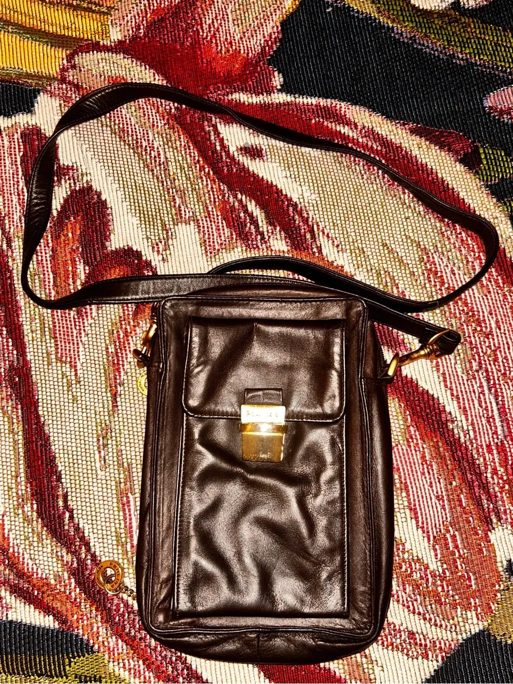 Perlina Crossbody Brown Leather Travel Organizer Wallet Muli Pocket Phone Holder